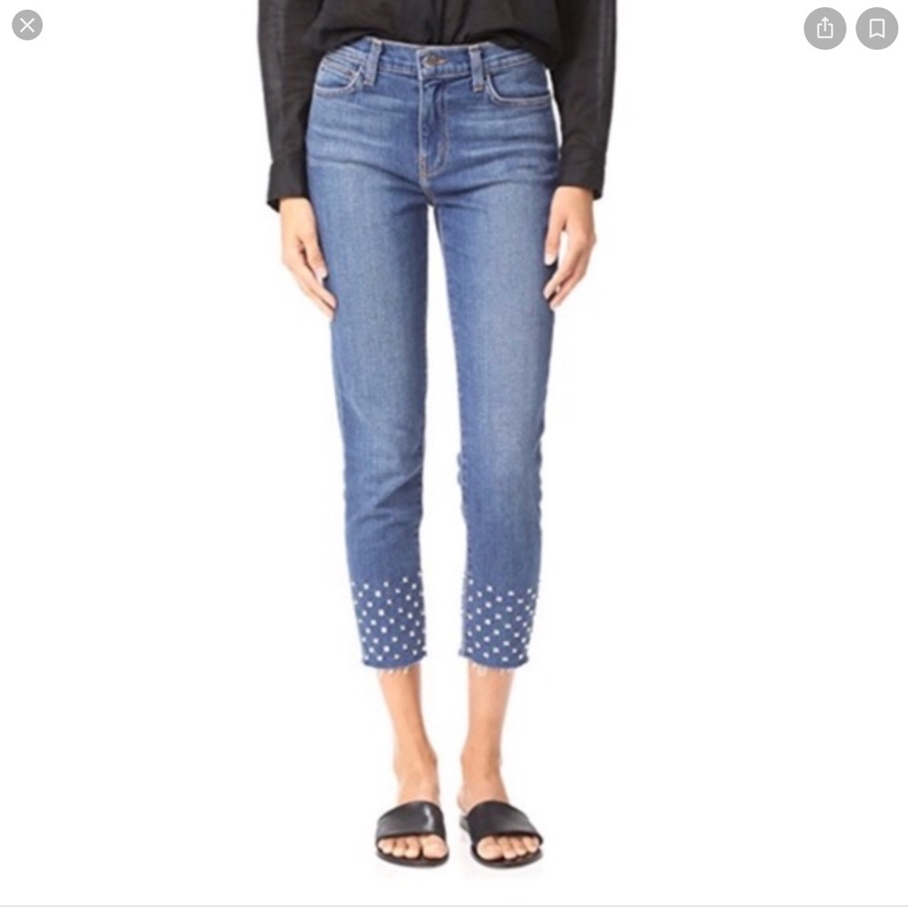 L’AGENCE Angelique High Rise Studded Cropped Jean